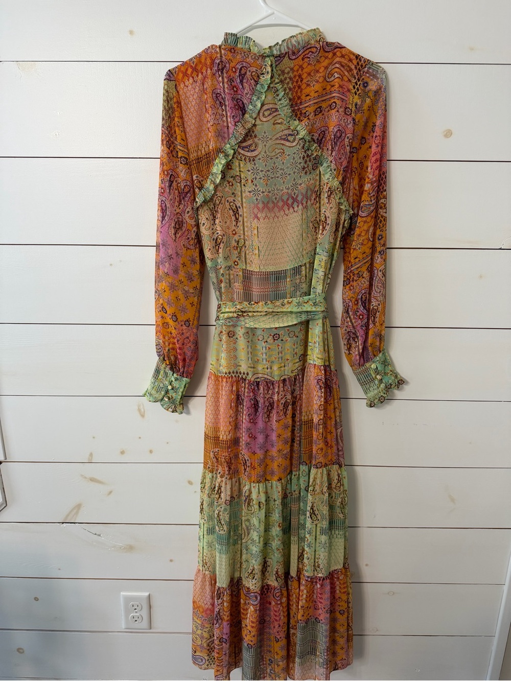 Alexis Paisley Tiered Maxi Dress in Pink, Green & Orange Size S NWOT - Picture 3 of 4